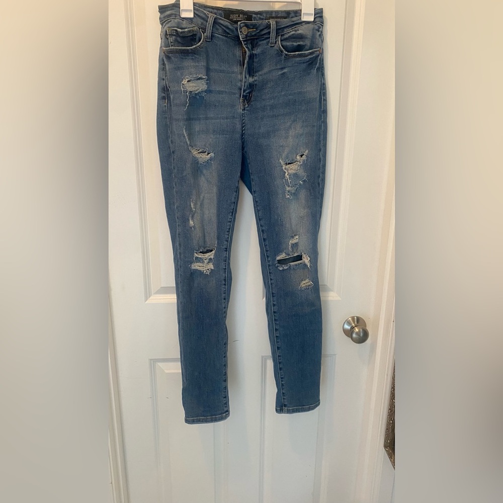 Distressed Blue Jeans